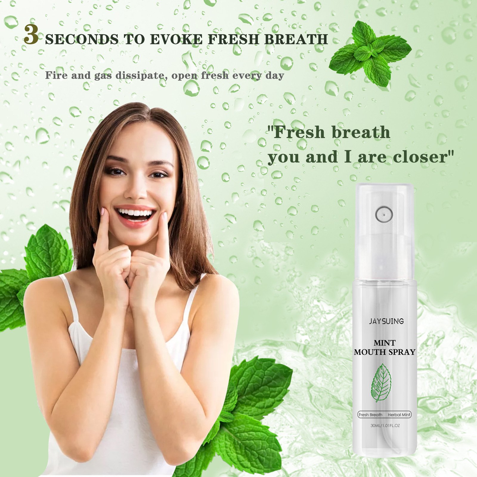 Fresh breath portable odorless mint flavor breath freshener spray mouth perfume