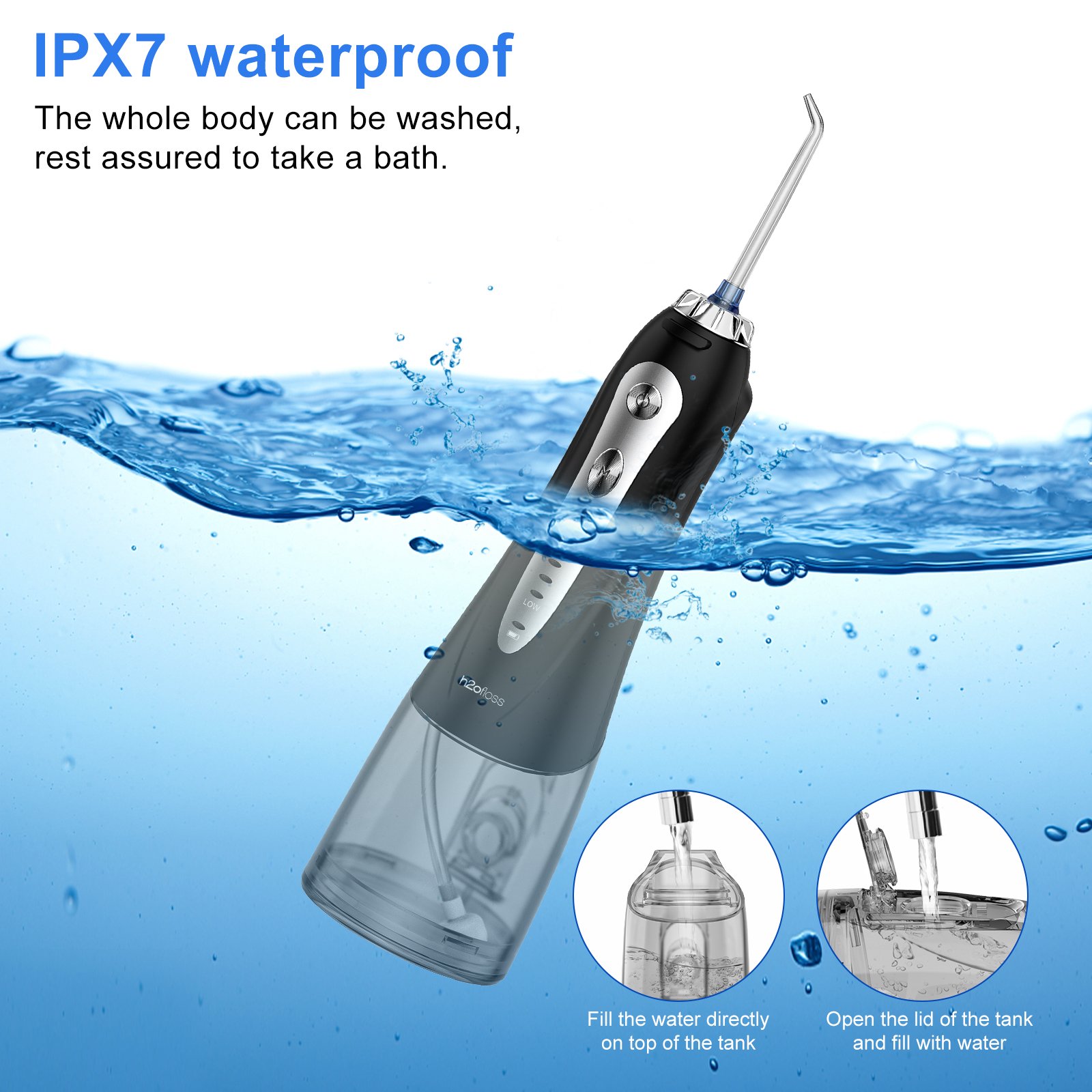 H2ofloss Portable Professional Electric Cordless Water Flosser 5 Modes Ultrasonic Oral Irrigator with CE Certificate