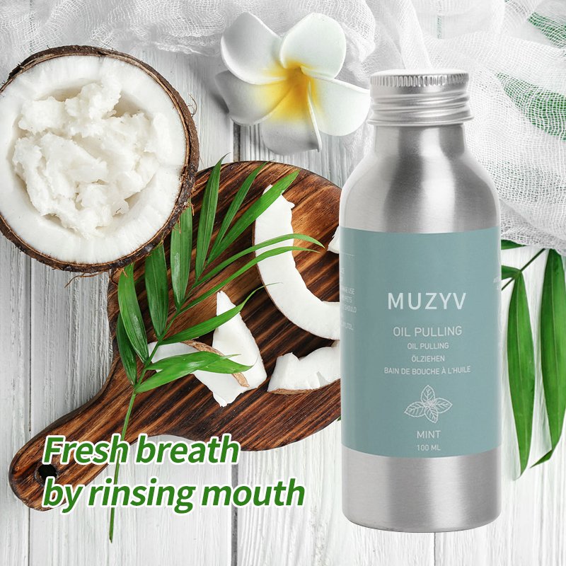 Private label custom dental mouth wash freshen bad breath teeth cleansing coconut mouthwash oil pulling