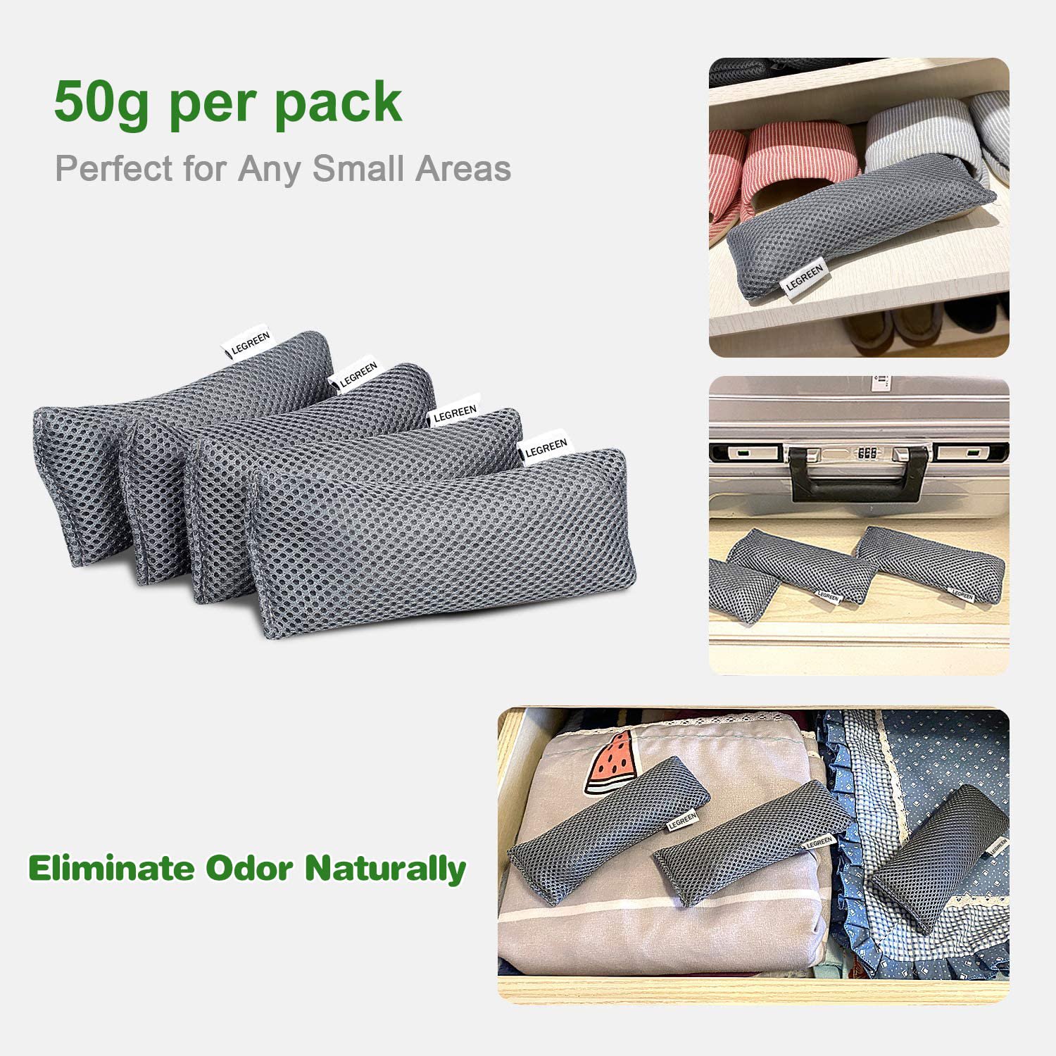 Odor Eliminating Air Purifying Bags Activated Bamboo Charcoal Air Freshener For Shoes 50g bamboo charcoal air purifying bags