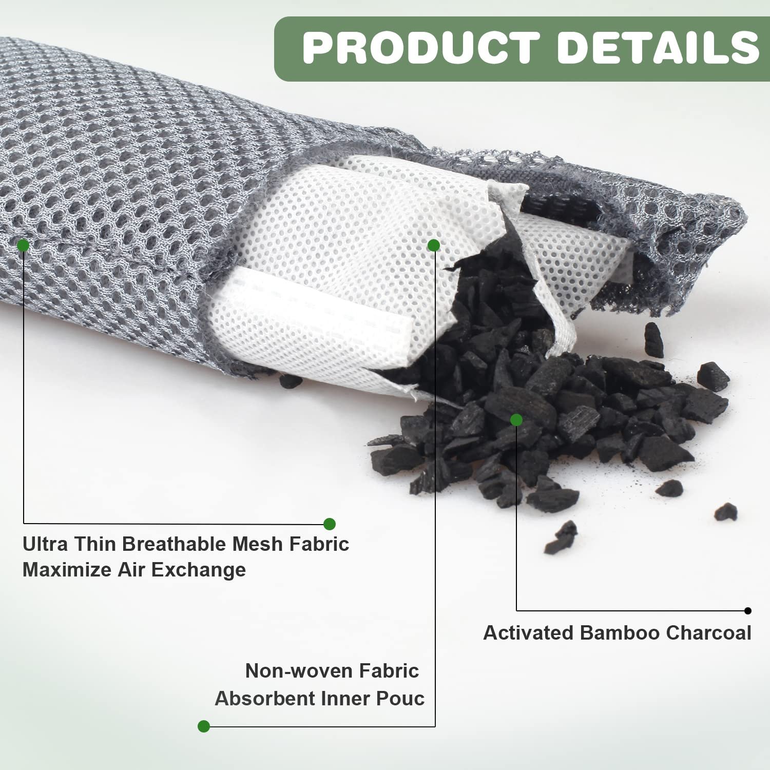 Odor Eliminating Air Purifying Bags Activated Bamboo Charcoal Air Freshener For Shoes 50g bamboo charcoal air purifying bags