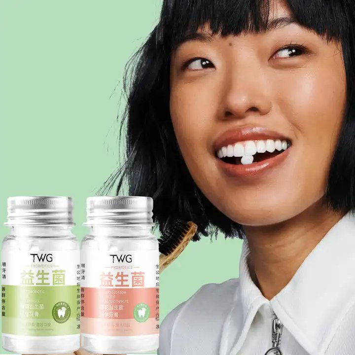 RTS TWG Natural Mint Probiotics Solid Toothpaste Teeth Whitening Cleansing Breath Fresheners Portable Toothpaste Tablets