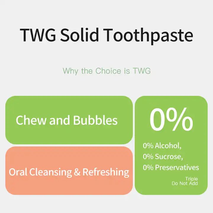 RTS TWG Natural Mint Probiotics Solid Toothpaste Teeth Whitening Cleansing Breath Fresheners Portable Toothpaste Tablets