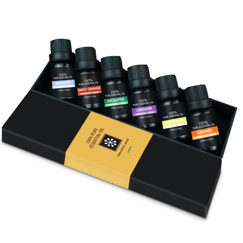Best Set of 6 100%Natural, Best Therapeutic Grade Essential Oil - 6/10mL (Breathe, Good Sleep, Head Relief, Muscle Relief,,ect)