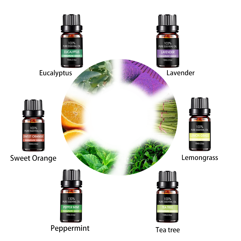 Best Set of 6 100%Natural, Best Therapeutic Grade Essential Oil - 6/10mL (Breathe, Good Sleep, Head Relief, Muscle Relief,,ect)