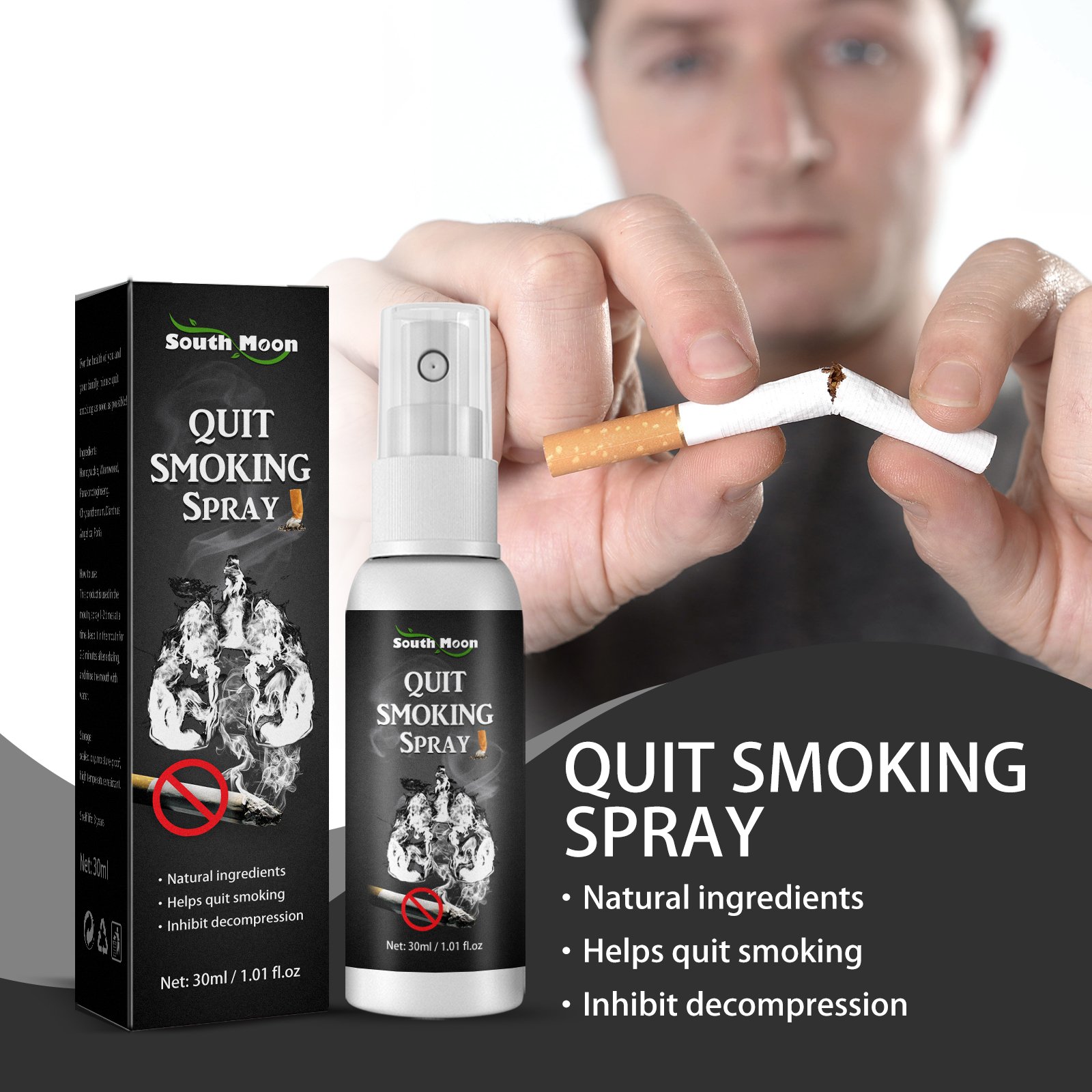 Quit Smoking Spray Natural Ingredient Freshen Breath Control-smoking Cessation Spray for Men Mouth Stop Smoke Lung Cleanse Spray