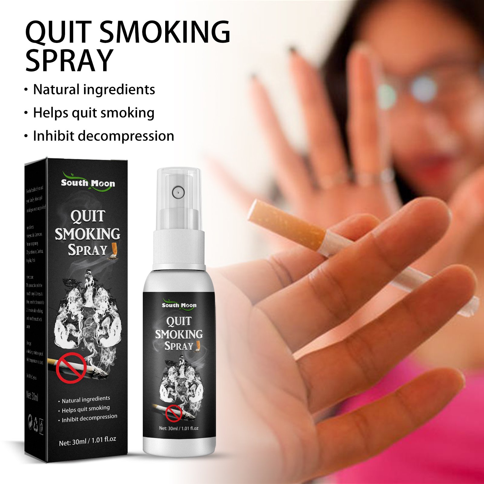 Quit Smoking Spray Natural Ingredient Freshen Breath Control-smoking Cessation Spray for Men Mouth Stop Smoke Lung Cleanse Spray