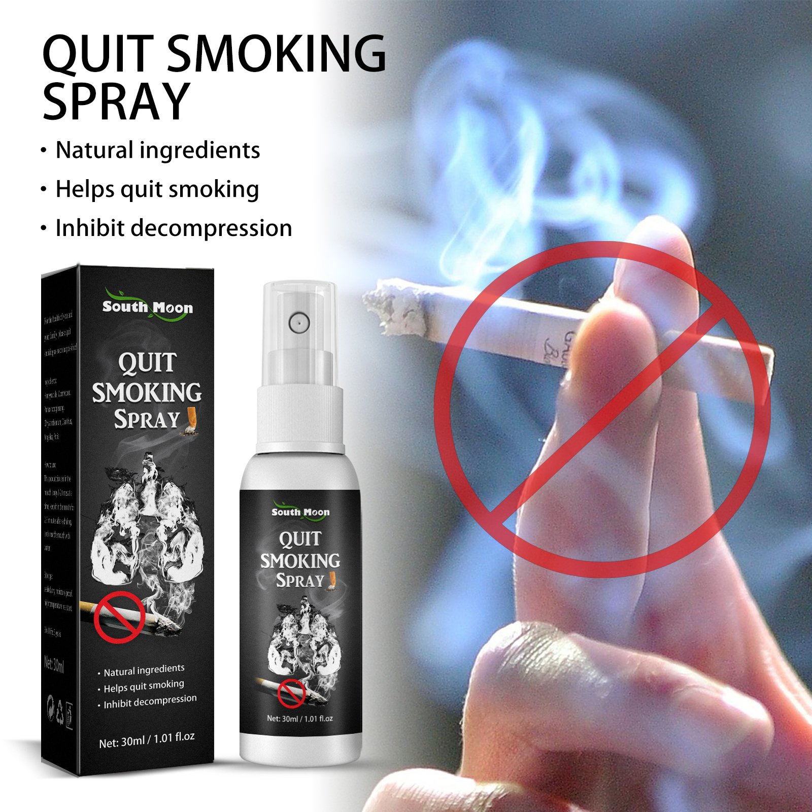 Quit Smoking Spray Natural Ingredient Freshen Breath Control-smoking Cessation Spray for Men Mouth Stop Smoke Lung Cleanse Spray