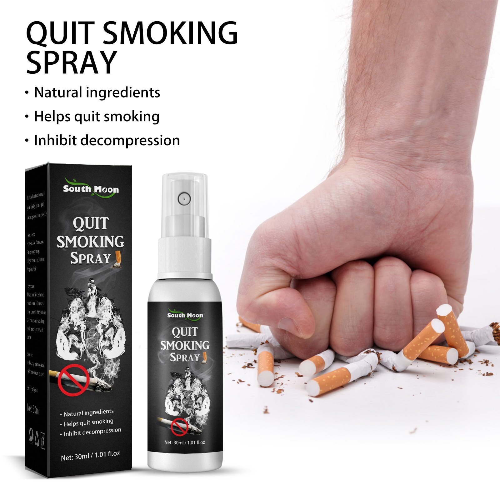 Quit Smoking Spray Natural Ingredient Freshen Breath Control-smoking Cessation Spray for Men Mouth Stop Smoke Lung Cleanse Spray