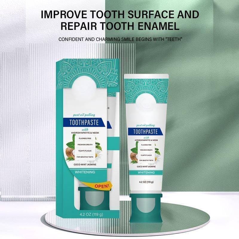 OEM ODM Natural Coco Mint Jasmine Neem Hydroxyapatite Toothpaste & Fluoride Free Freshens Breath