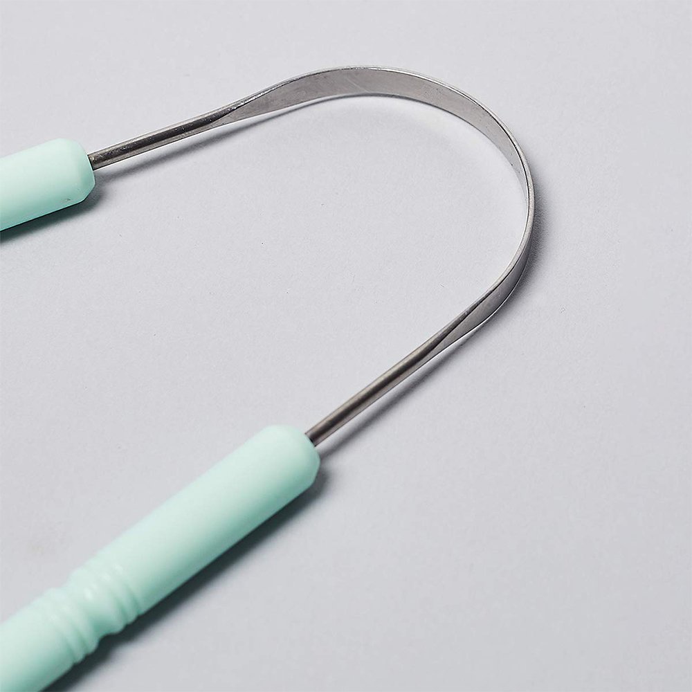 Linen Travel Pouch U Shape Stainless Steel Tongue Cleaner Scraper for Remove Tongue Buildup and Freshen Breath