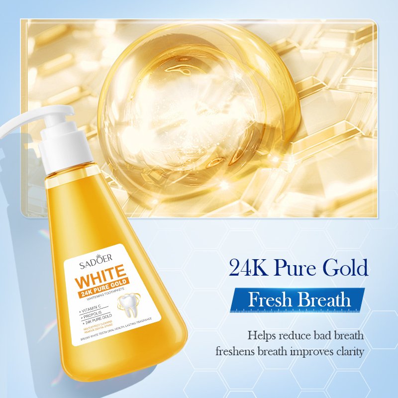 24K pure Gold toothpaste Reduce Yellowing Care For Teeth Gum Whitening Toothpaste Remove Stains Fresh Breath Brightening Teeth