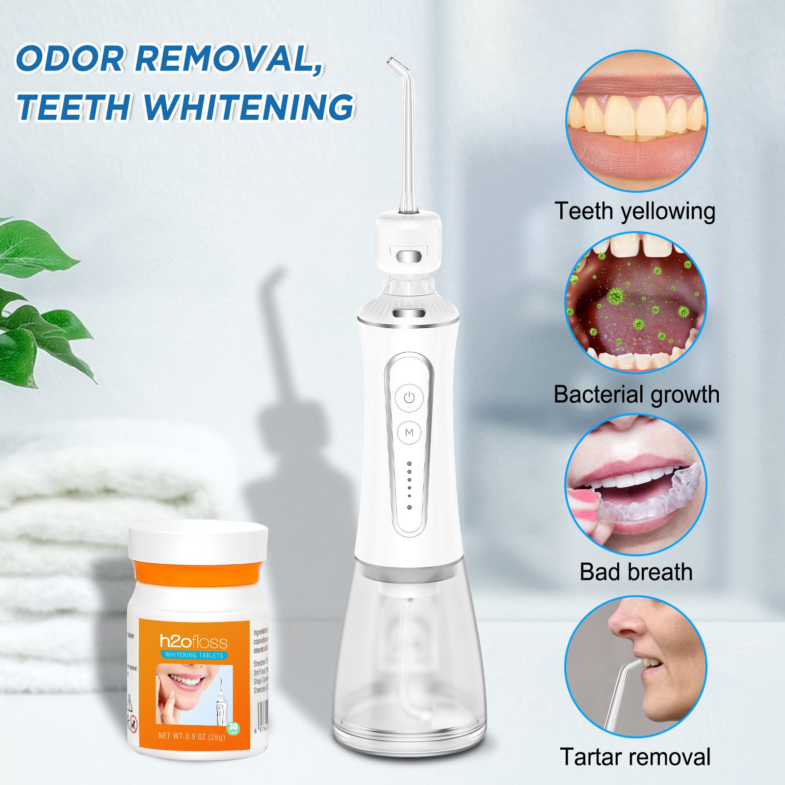 H2ofloss 2023 New Oral Irrigator with Customized Nozzle to Match Oral Freshening Tablets