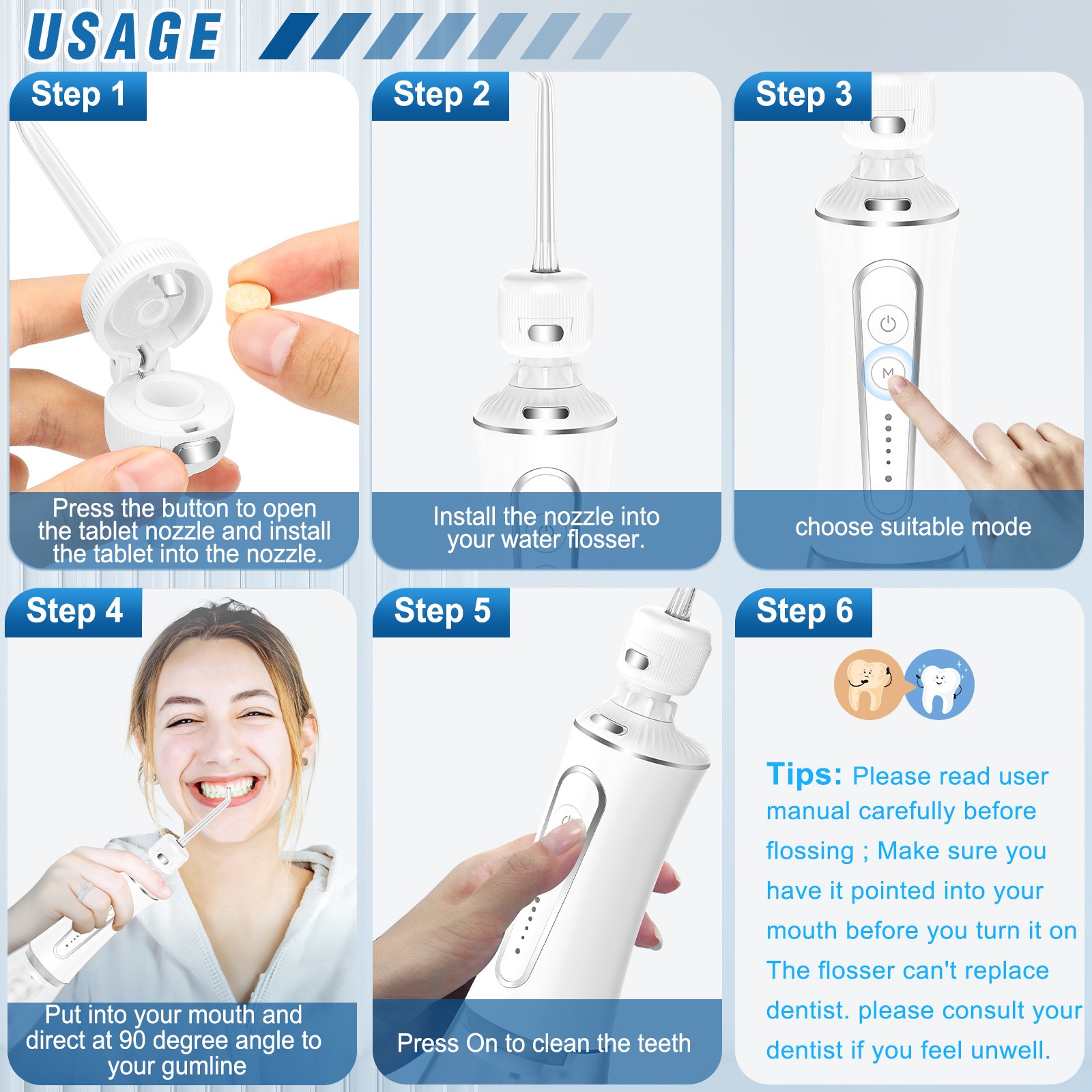 H2ofloss 2023 New Oral Irrigator with Customized Nozzle to Match Oral Freshening Tablets