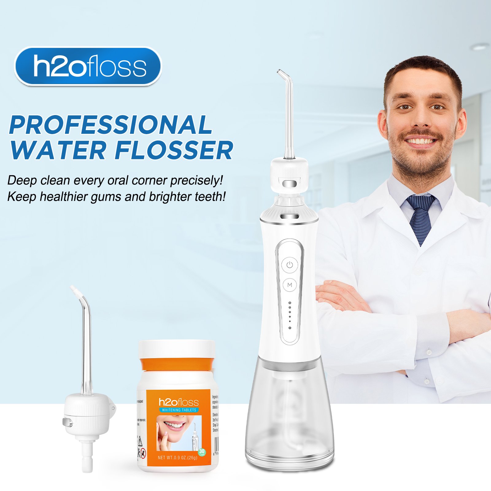 H2ofloss 2023 New Oral Irrigator with Customized Nozzle to Match Oral Freshening Tablets