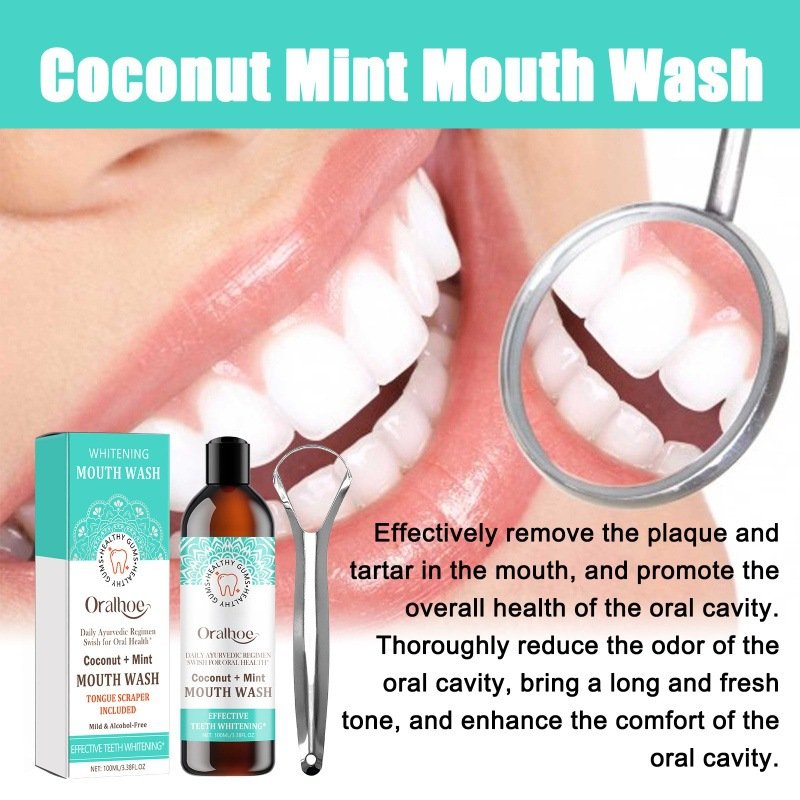 Hot Selling Coconut Oil Pulling Natural Essential Oil and Vitamin E Alcohol Free Mouthwash Fresh Breath Teeth Whitening Oil