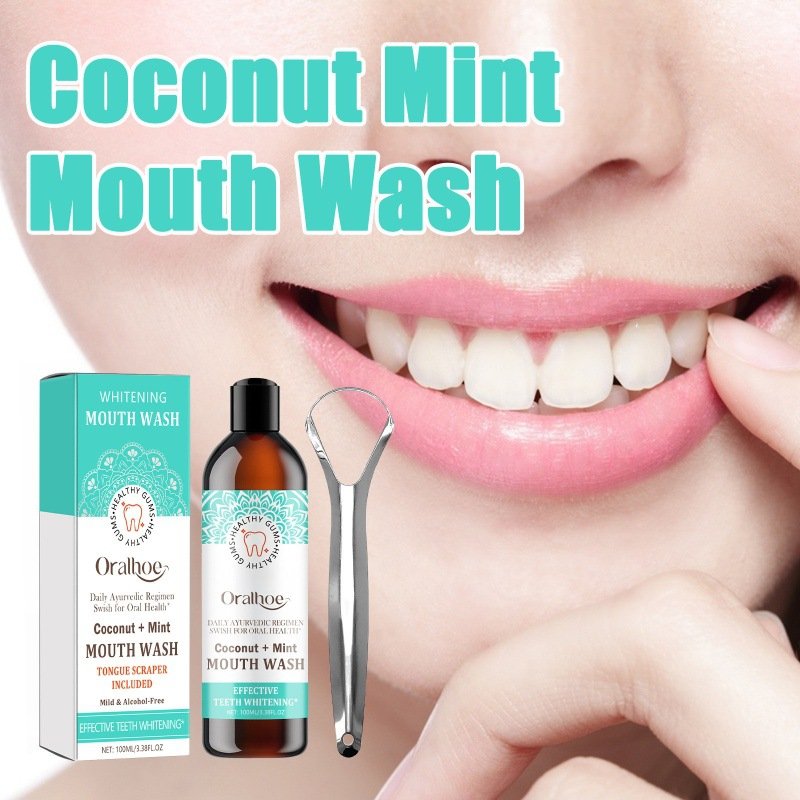 Hot Selling Coconut Oil Pulling Natural Essential Oil and Vitamin E Alcohol Free Mouthwash Fresh Breath Teeth Whitening Oil