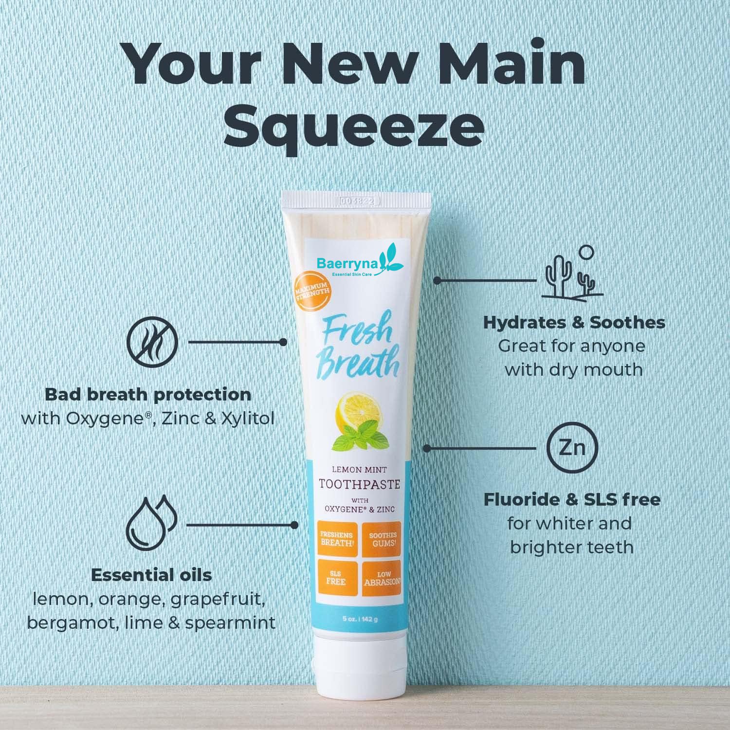 Oxygen Zinc Powerful Duo For Maximum Fresh Breath And Plaque Control Clean Cool Fresh Mouth Odor Removal Toothpaste
