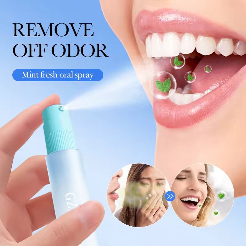 Custom Logo Portable Travel Size Oral Spray Bottle Natural Mint Oral Breath Spray Fresheners Breath Removal Bad Breath Mouth