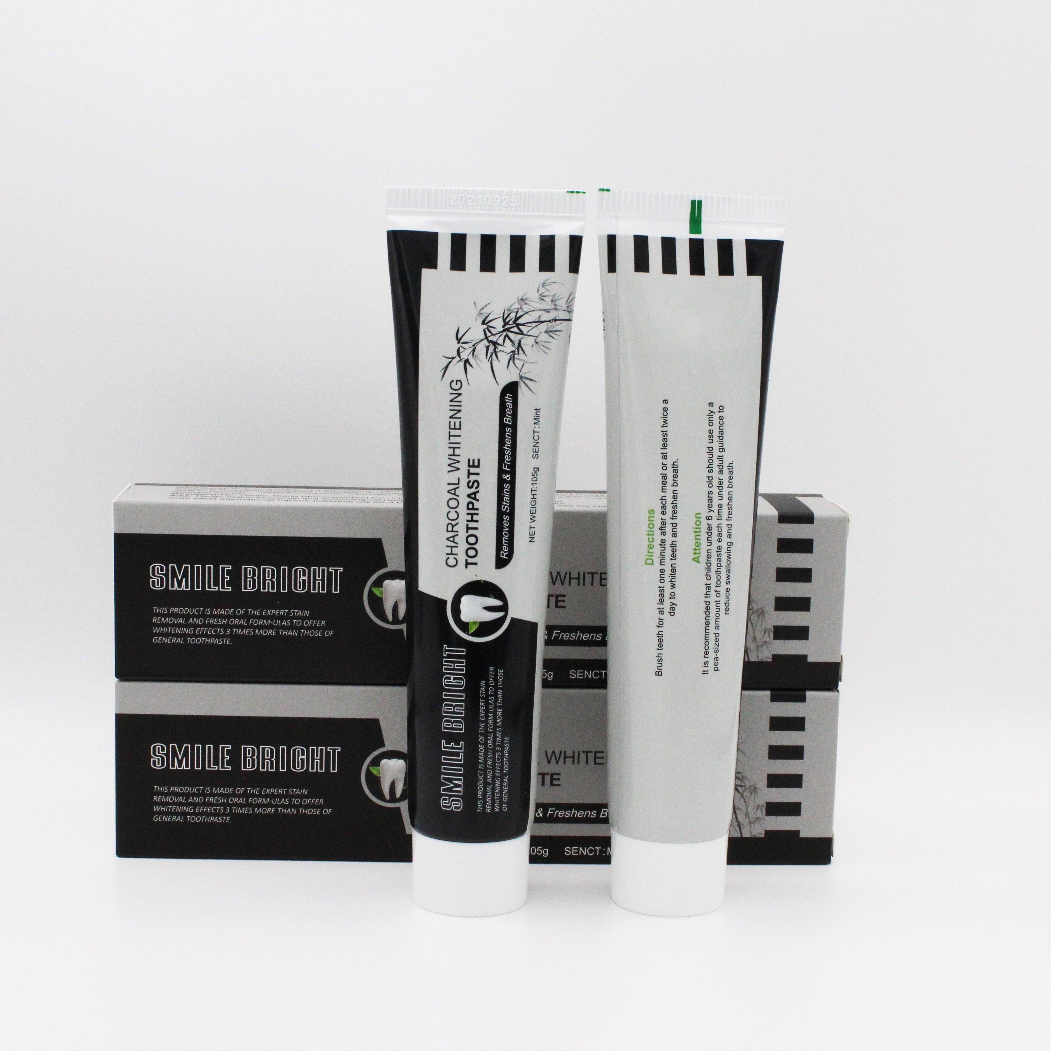 wholesale bamboo charcoal toothpaste teeth whitening private label mint flavor without fluoride bulk activated tooth paste OEM