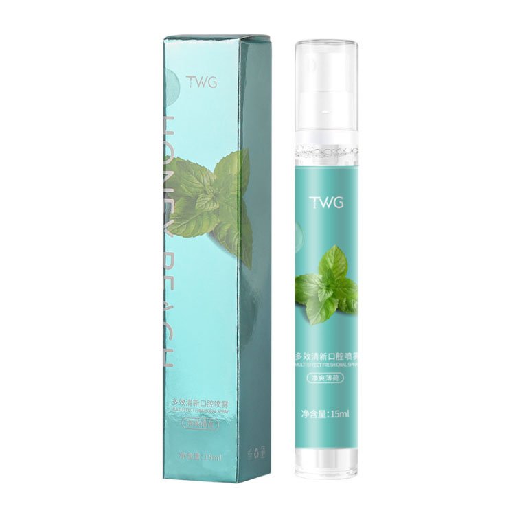 TWG Peach Oral Care 15ml Portable Refreshing Mint Mouth Perfume Breath Freshener Spray For Bad Breath