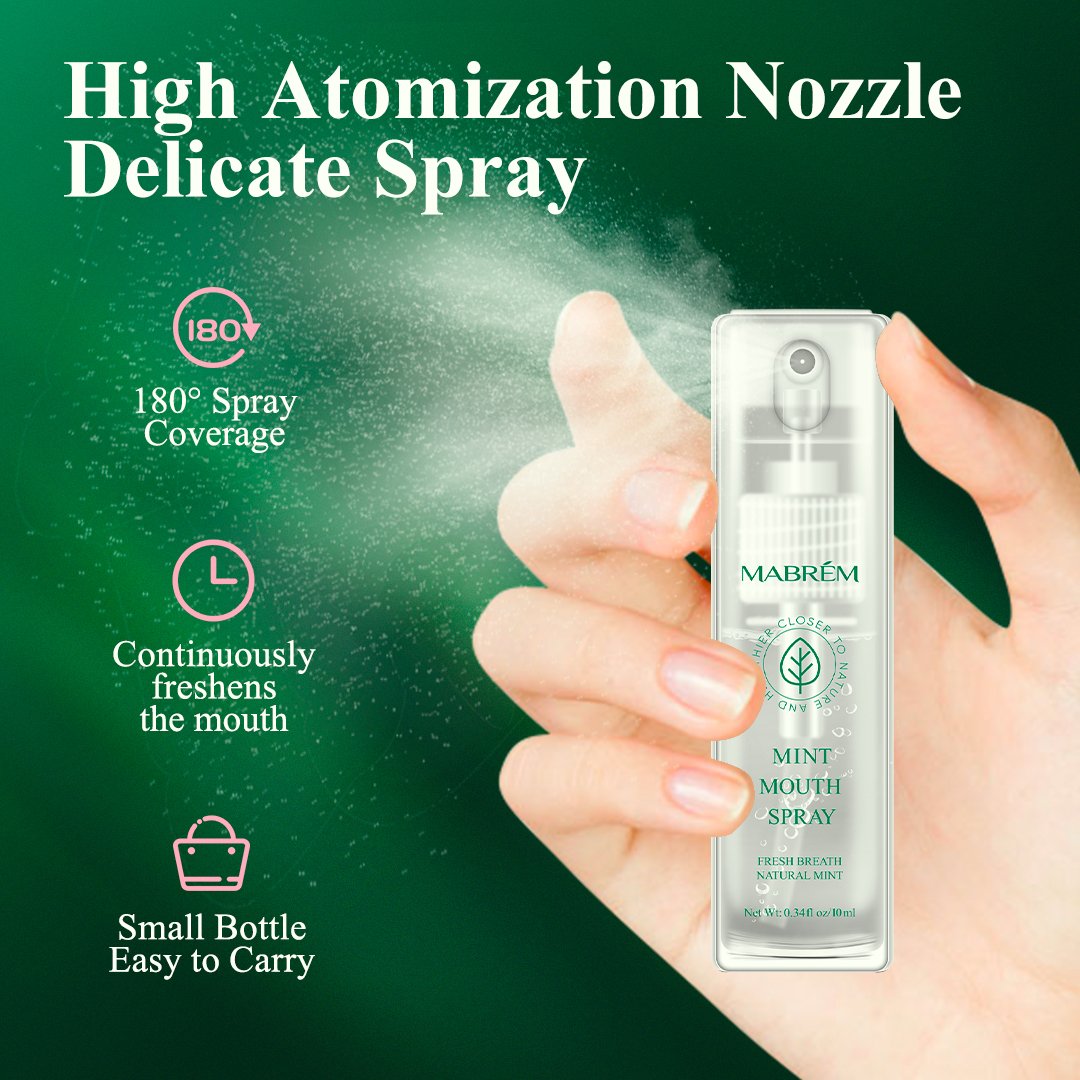 MABREM Mint Mouth Spray - Instant Fresh Breath, Long-Lasting Mint Flavor, Travel-Friendly, Daily Use