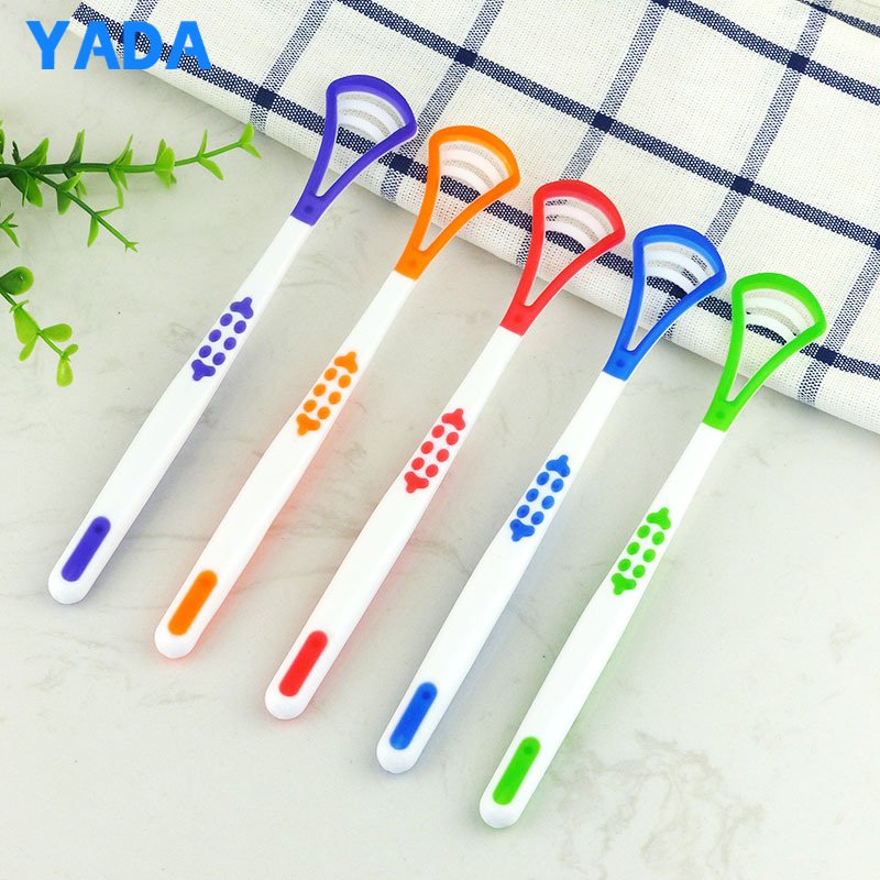 Wholesale Multifunction Reduce Bad breath Silicone Dual Action Tongue Cleaner Brush Tongue Cleaner