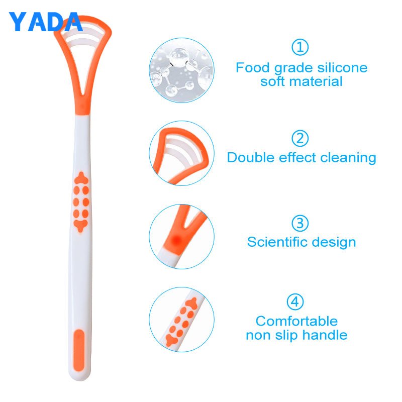 Wholesale Multifunction Reduce Bad breath Silicone Dual Action Tongue Cleaner Brush Tongue Cleaner