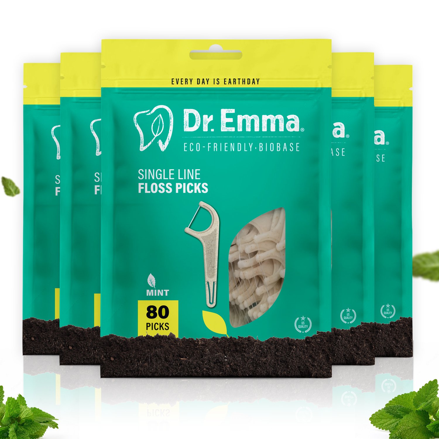 Mint flavor 80 bags of durable and environmentally friendly Single lline dental floss sticks