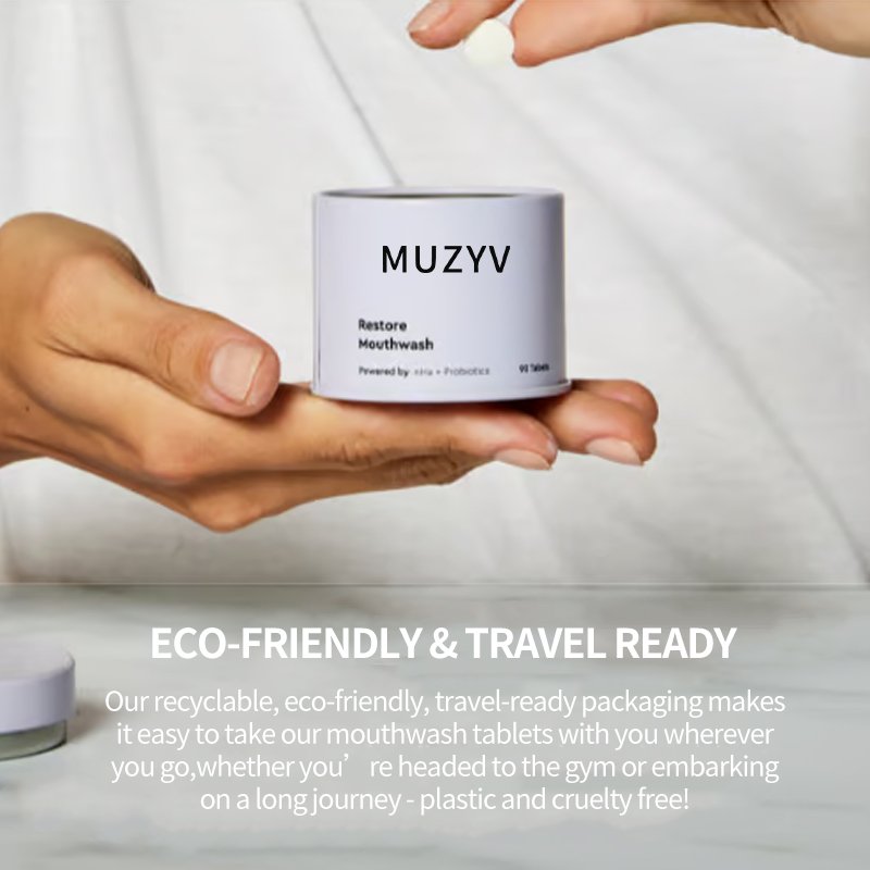 OEM travel size concentrated alcohol free eco friendly freshen bad breath teeth cleansing probiotic chewable mouthwash tablets