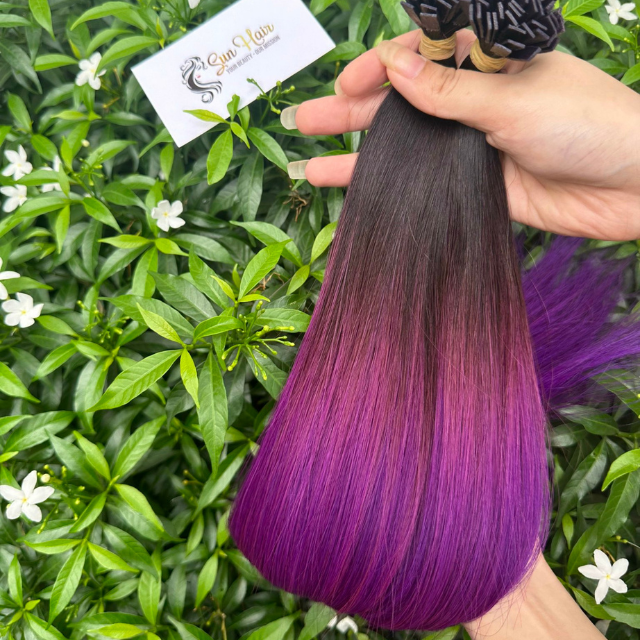 Wholesale Trending Super Double Straight With Many Colors Keratin Flat-Tip 100% High Quality Human Hair Extensions By Sun Hair