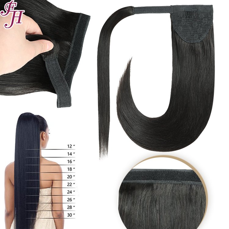FH wholesale remy European human hair high quality double drawn ponytail human hair extension