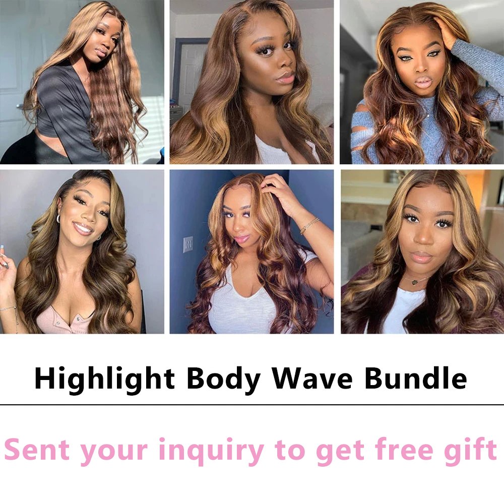 P4/27 Highlight Body Wave Bundles Human Hair Ombre Honey Blonde Bundle Brazilian Remy Hair Weave Extensions For Woman
