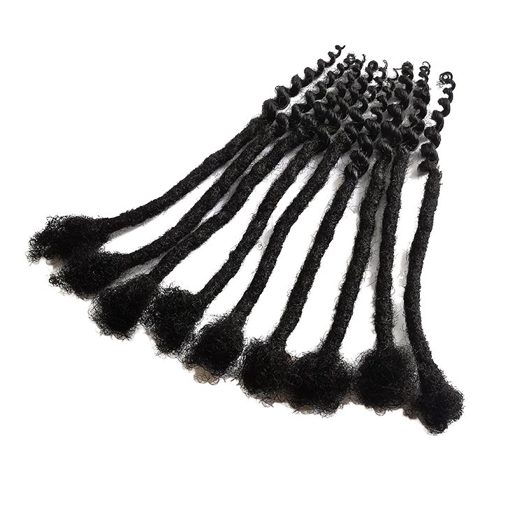 Wholesale 100% Human Hair Afro Kinky Dreadlocs Extensions 6-24 Inch Handmade Crochet Locs Can Be Bleached Double Curly Tail Ends