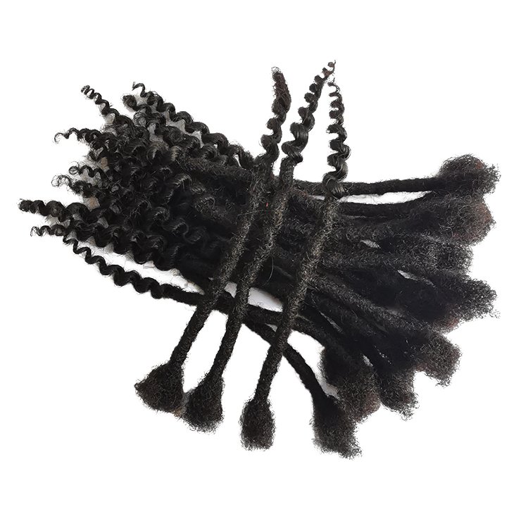 Wholesale 100% Human Hair Afro Kinky Dreadlocs Extensions 6-24 Inch Handmade Crochet Locs Can Be Bleached Double Curly Tail Ends