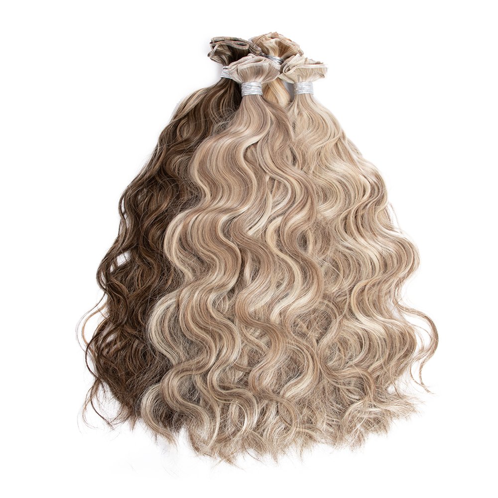 Top Quality Russian Invisible Curly Genius Weft Virgin European Genius Weft Hair Extensions