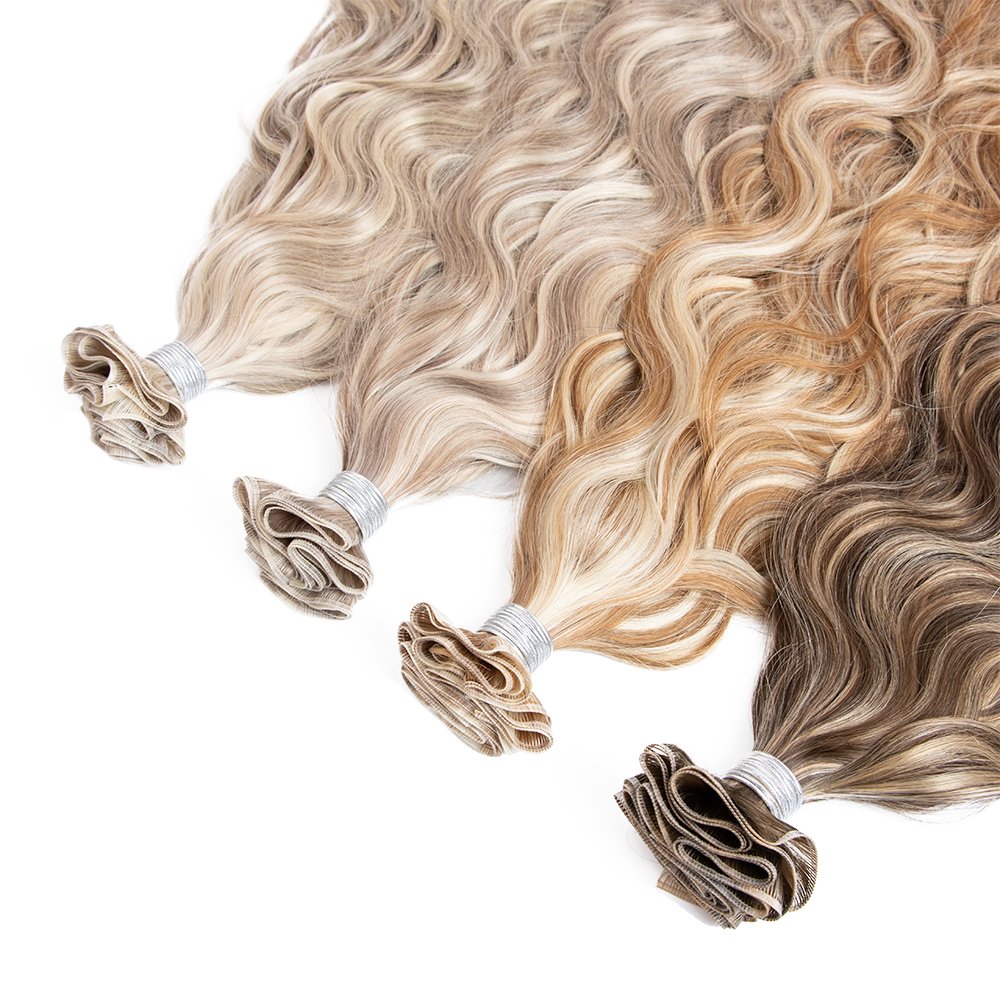 Top Quality Russian Invisible Curly Genius Weft Virgin European Genius Weft Hair Extensions