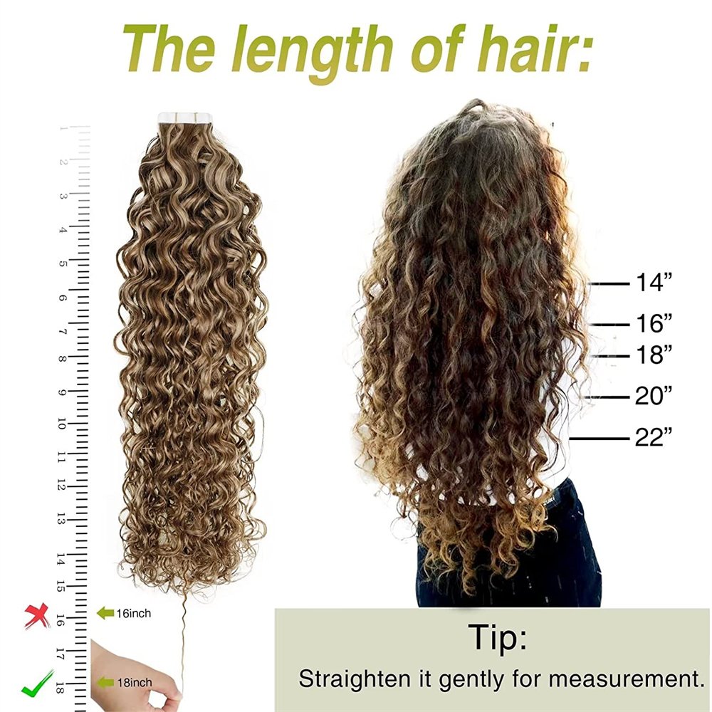 Remy Cuticle Aligned Highlight Tape in Human Hair Extensions Loose Curly Tape Double Drawn Brazilian Mink Brazilian Hair Bundles