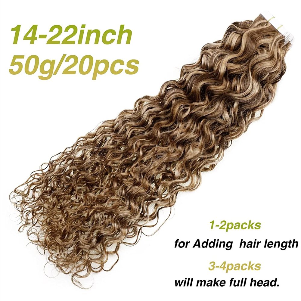 Remy Cuticle Aligned Highlight Tape in Human Hair Extensions Loose Curly Tape Double Drawn Brazilian Mink Brazilian Hair Bundles