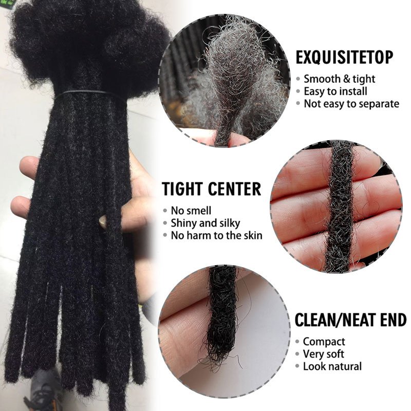 Stock Real human hair Crochet Dreadlocks afro curly T1b/30 12inch 0.6cm 0.8cm locks bulk hair braiding dreadlocks for black men