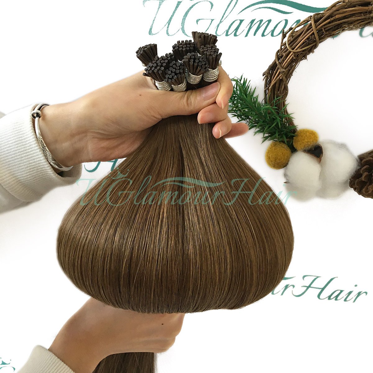U Glamour Hair Premium Seamless Double Drawn Thick End I Tip Human Hair Extensions