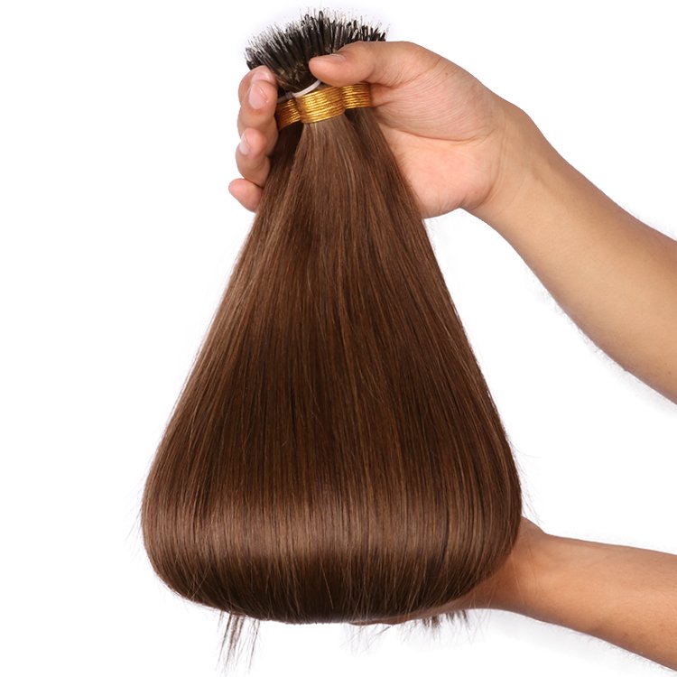 Wholesale 100% Natural Virgin Raw Cuticle Aligned Human Hair Extensions Double Drawn Straight Nano Ring Hair Extension