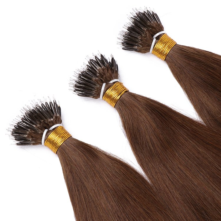 Wholesale 100% Natural Virgin Raw Cuticle Aligned Human Hair Extensions Double Drawn Straight Nano Ring Hair Extension