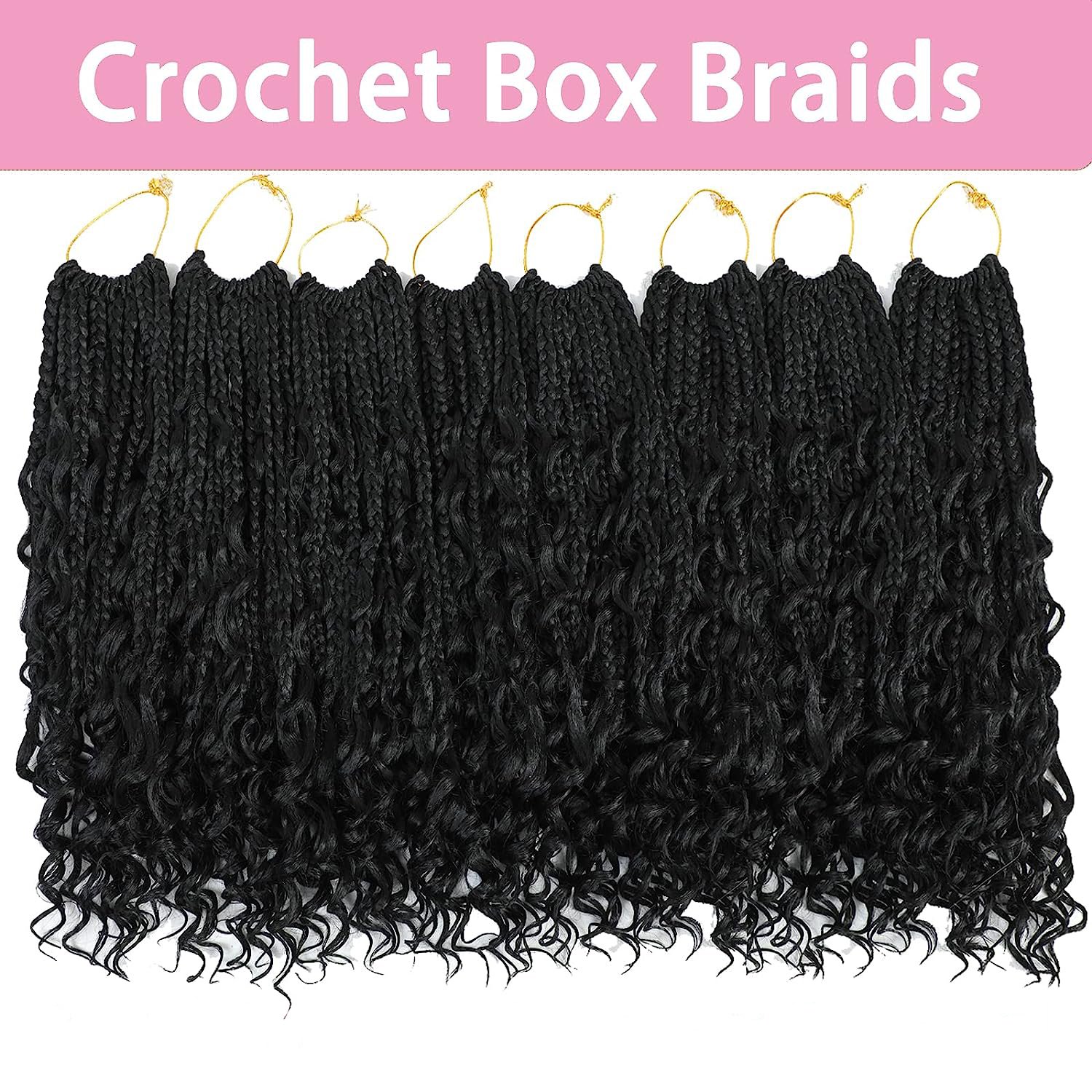 Crochet Box Braids with Curly Ends ombre brown Box Braid Crochet Hair Extension messy box braids synthetic Hair