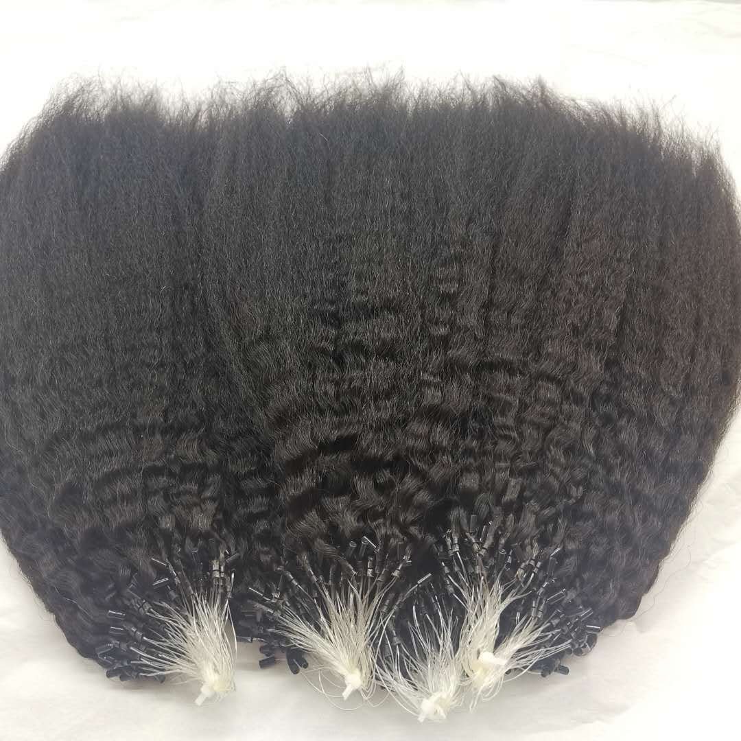 Afro Kinky Straight Micro Bead Link Loop I Tip Human Hair Extension Curly Virgin Natural Wave Real Human Hair