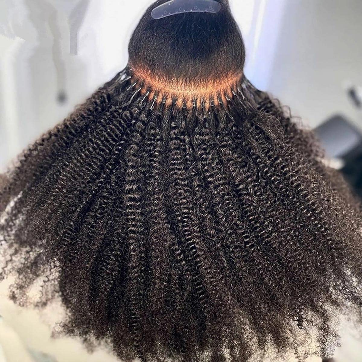 Afro Kinky Straight Micro Bead Link Loop I Tip Human Hair Extension Curly Virgin Natural Wave Real Human Hair