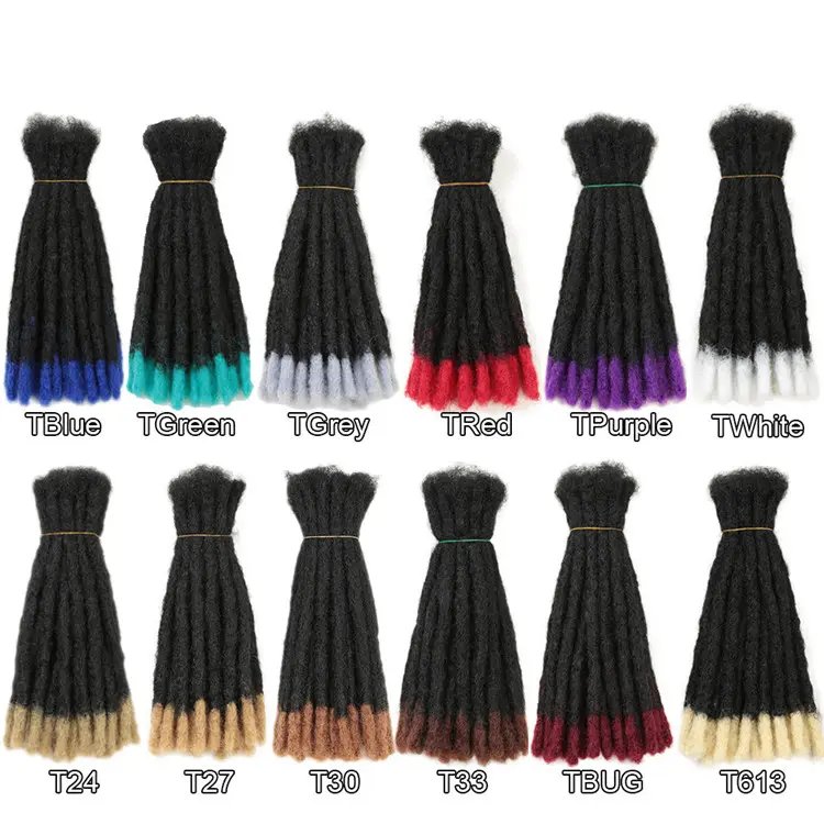 Wholesale Price Hip-Hop Two Tone Ombre Dreadlocks Synthetic Handmade Hair Locs Crochet Braid Dreadlocks Wig