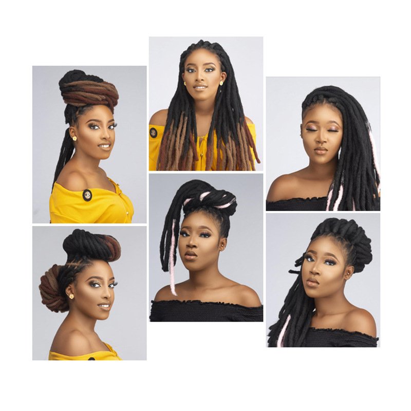 Wholesale Price Hip-Hop Two Tone Ombre Dreadlocks Synthetic Handmade Hair Locs Crochet Braid Dreadlocks Wig