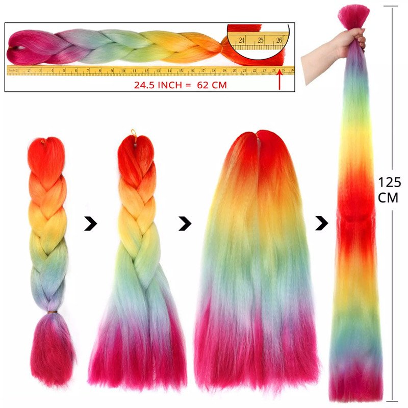 24inch Jumbo Braids Ombre Jumbo Braiding Hair Coloured Synthetic Braid Wigs Crochet Blonde Hair Extensions