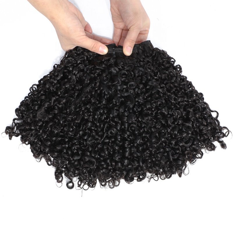 Wholesale silky healthy double drawn pixie curls virgin vietnamese 100% human hair Extension with closure